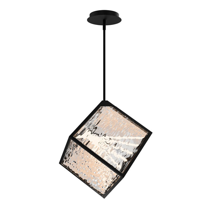 dweLED Dyce 1 Light Pendant, Black/Ripple Clear