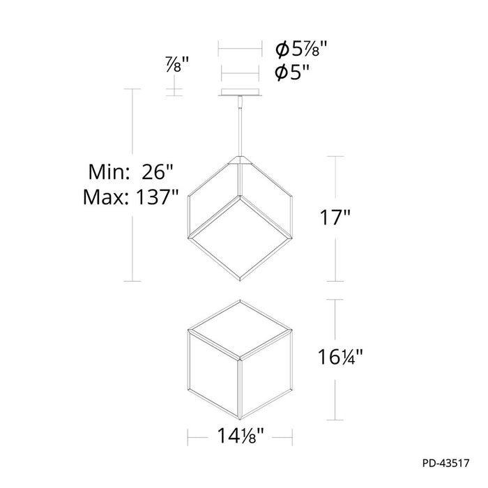 dweLED Dyce 1 Light Pendant, Black/Ripple Clear