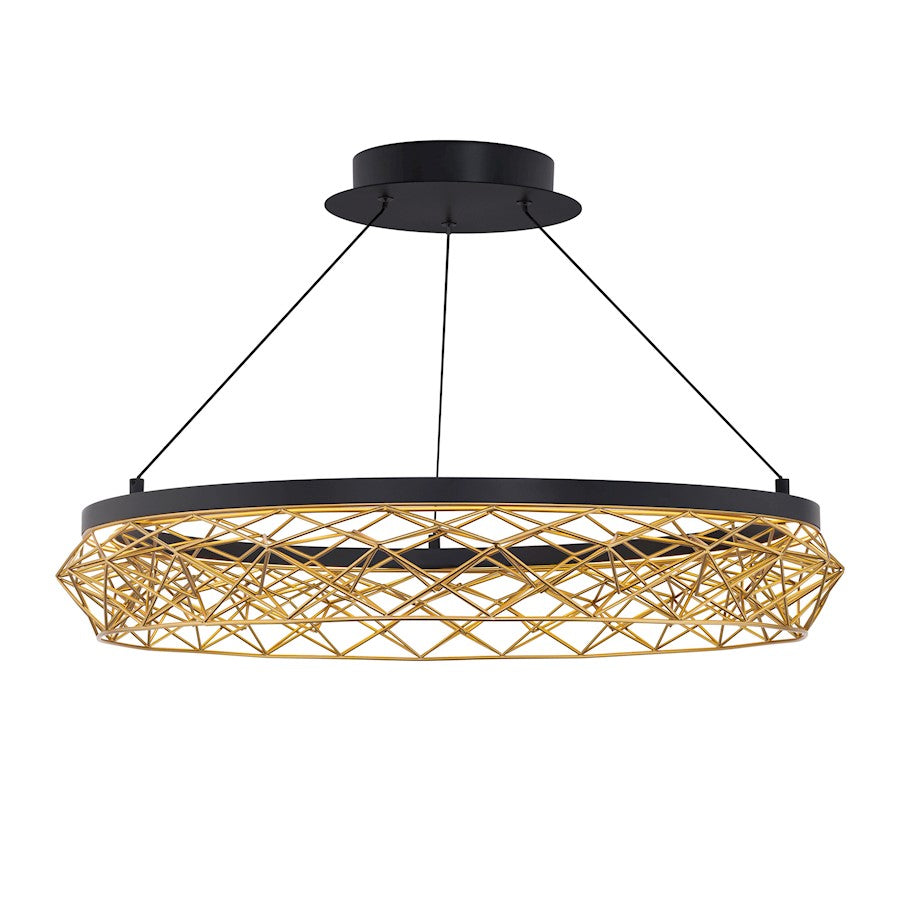 dweLED Lacey 27" LED Pendant 3000K, Black/Gold - PD-45427-BK-GO