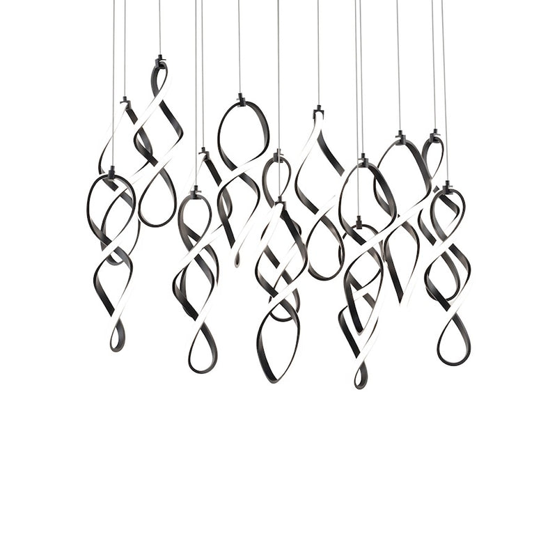 dweLED Interlace 5Lt Linear Multi LED Pendant 27-30-35-40K, Black - PD-47805L-BK