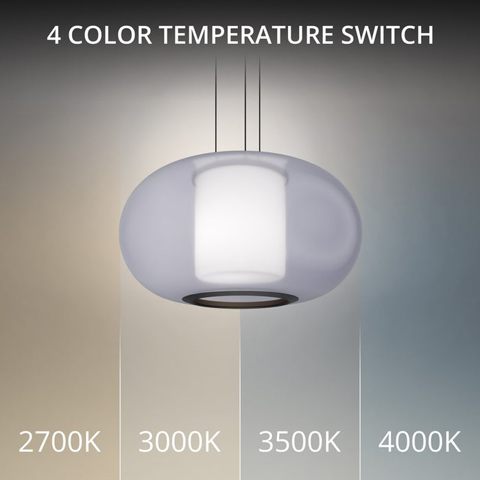 dweLED Doma 1 Light 16" Pendant/2700K, Black/Opaline/Opal
