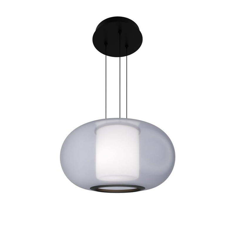 dweLED Doma 1 Light 16" Pendant/3000K, Black/Opaline/Opal - PD-48516-30-BK