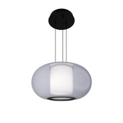 dweLED Doma 1 Light 16" Pendant/3500K, Black/Opaline/Opal - PD-48516-35-BK