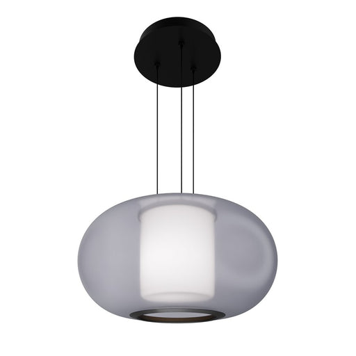 dweLED Doma 1 Light 20" Pendant/2700K, Black/Opaline/Opal - PD-48520-27-BK