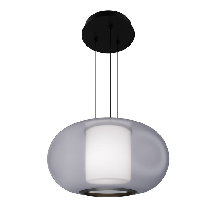 dweLED Doma 1 Light 20" Pendant/3500K, Black/Opaline/Opal - PD-48520-35-BK