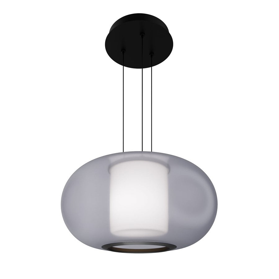 dweLED Doma 1 Light 20" Pendant/3500K, Black/Opaline/Opal - PD-48520-35-BK
