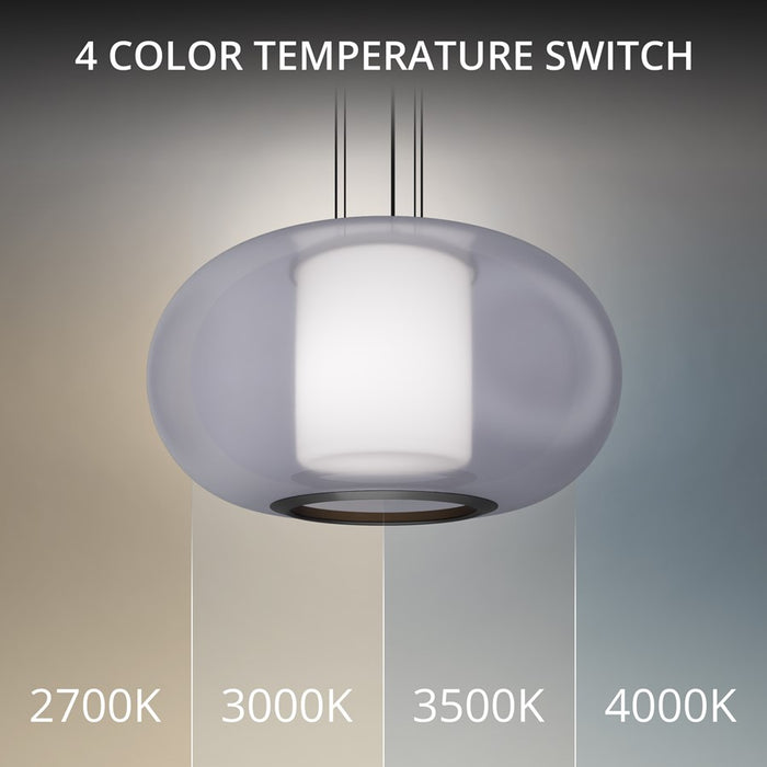 dweLED Doma 1 Light 20" Pendant/3500K, Black/Opaline/Opal