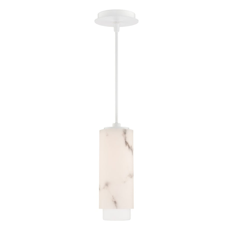 dweLED Aragon 1Lt 5" Mini-Pendant/4000K, White/Alabaster/Frost - PD-49512-40-WT