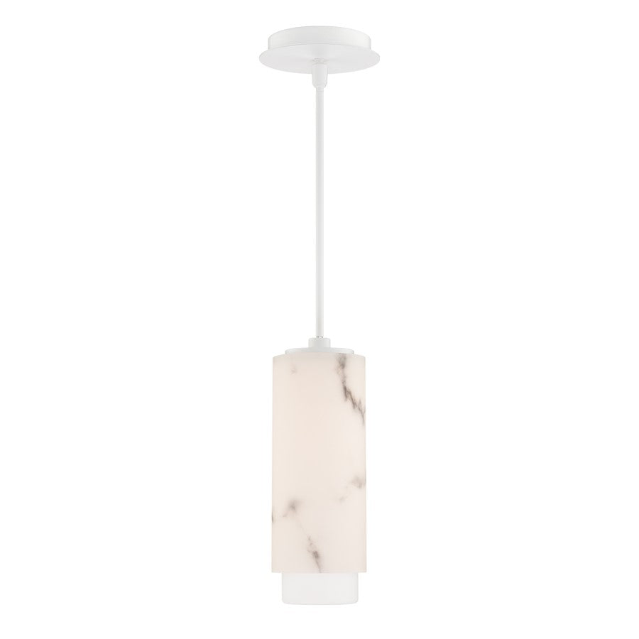 dweLED Aragon 1Lt 5" Mini-Pendant/4000K, White/Alabaster/Frost - PD-49512-40-WT