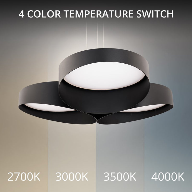 dweLED Triolet 3 Light 36" Pendant/4000K, Black