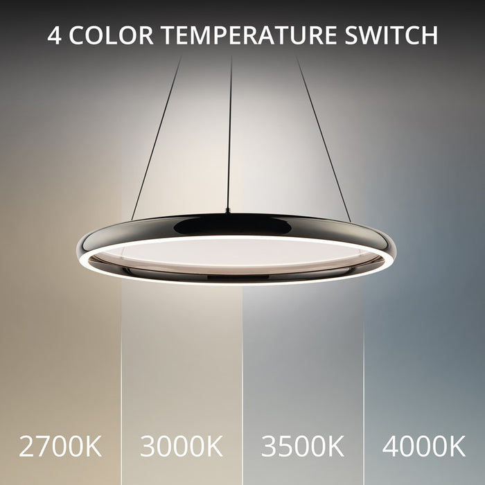 dweLED Huxley 1 Light 23" Pendant/3000K, Black Chrome