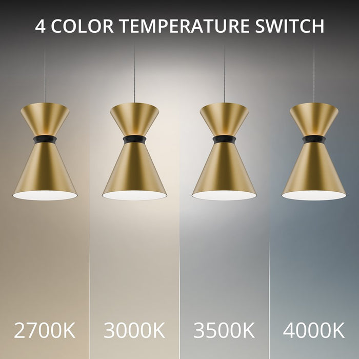 dweLED Pin Up 1Lt 6" Mini-Pendant/2700K, Brass/Black