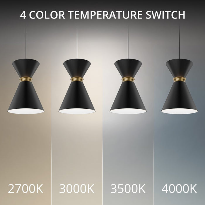 dweLED Pin Up 1Lt 6" Mini-Pendant/2700K, Black/Brass