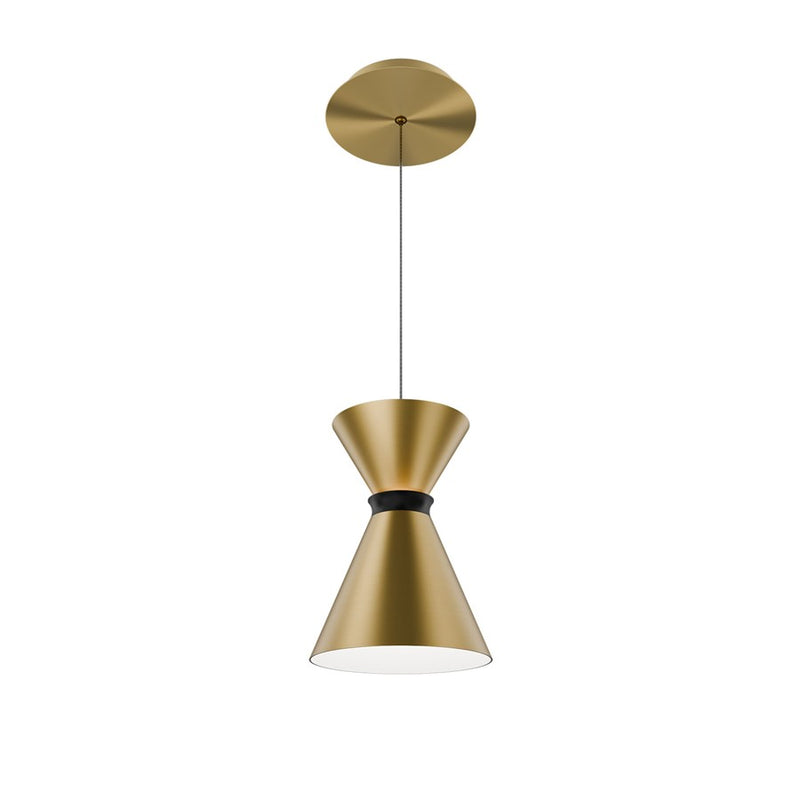 dweLED Pin Up 1Lt 6" Mini-Pendant/3500K, Brass/Black/ - PD-57108-35-AB-BK