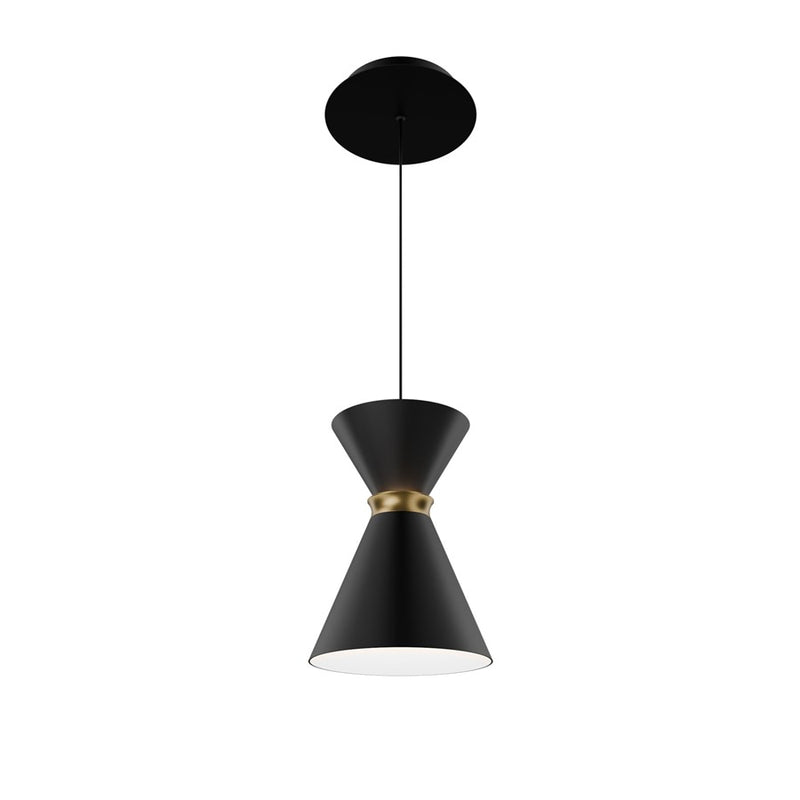dweLED Pin Up 1Lt 6" Mini-Pendant/3500K, Black/Brass/ - PD-57108-35-BK-AB