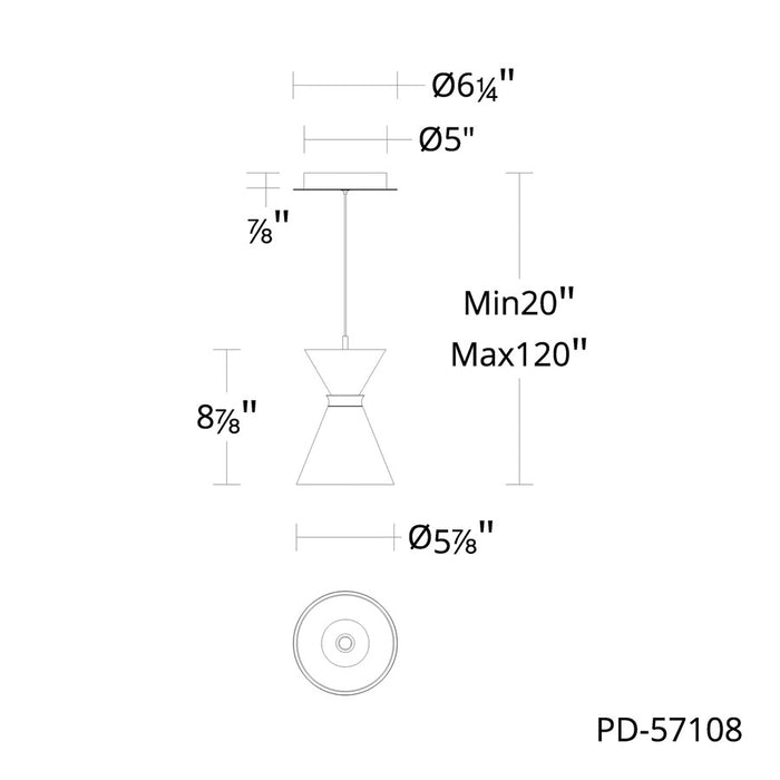 dweLED Pin Up 1Lt 6" Mini-Pendant/3500K, Black/Brass