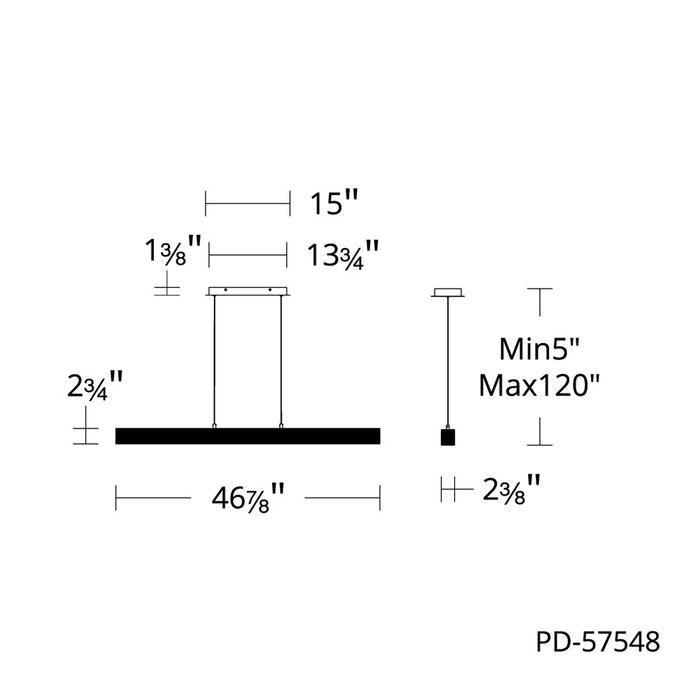 dweLED Grille 1 Light 47" Linear Pendant/2700K, Black/Frosted