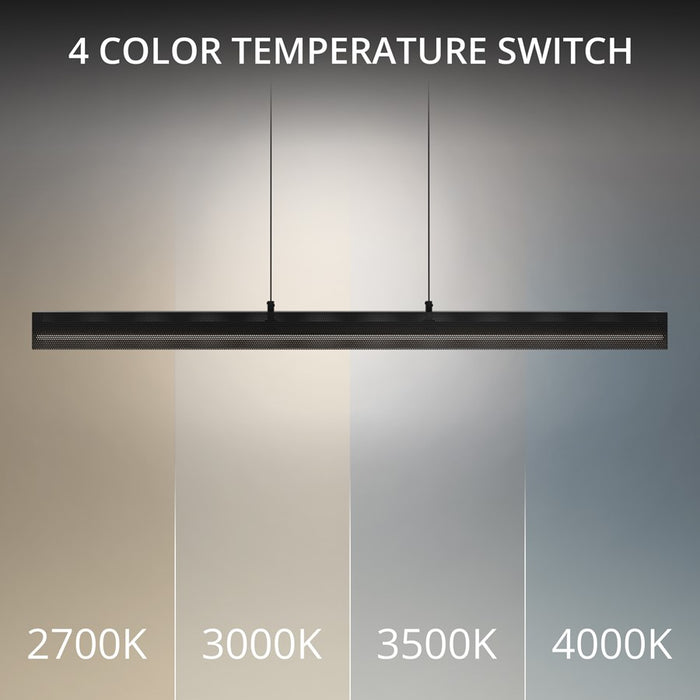dweLED Grille 1 Light 47" Linear Pendant/3000K, Black/Frosted