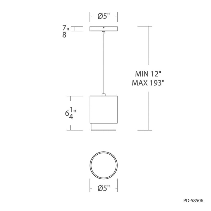 dweLED Cloak 1 Light 5" Mini-Pendant/3500K, Black/White