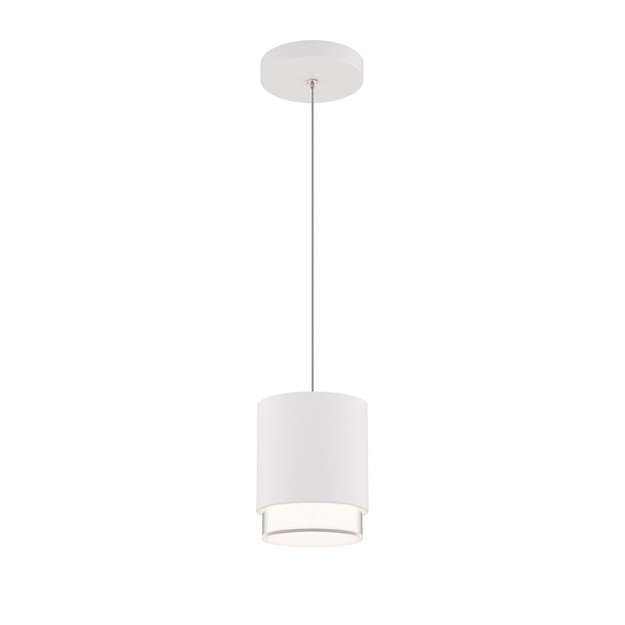 dweLED Cloak 1 Light 5" Mini-Pendant/3500K, White/White - PD-58506-35-WT