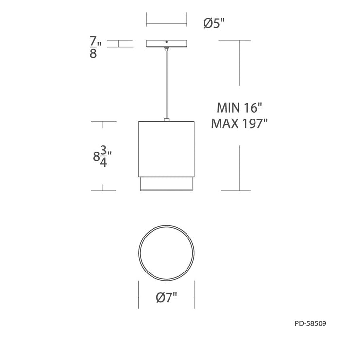 dweLED Cloak 1 Light 5" Mini-Pendant/4000K, Black/White
