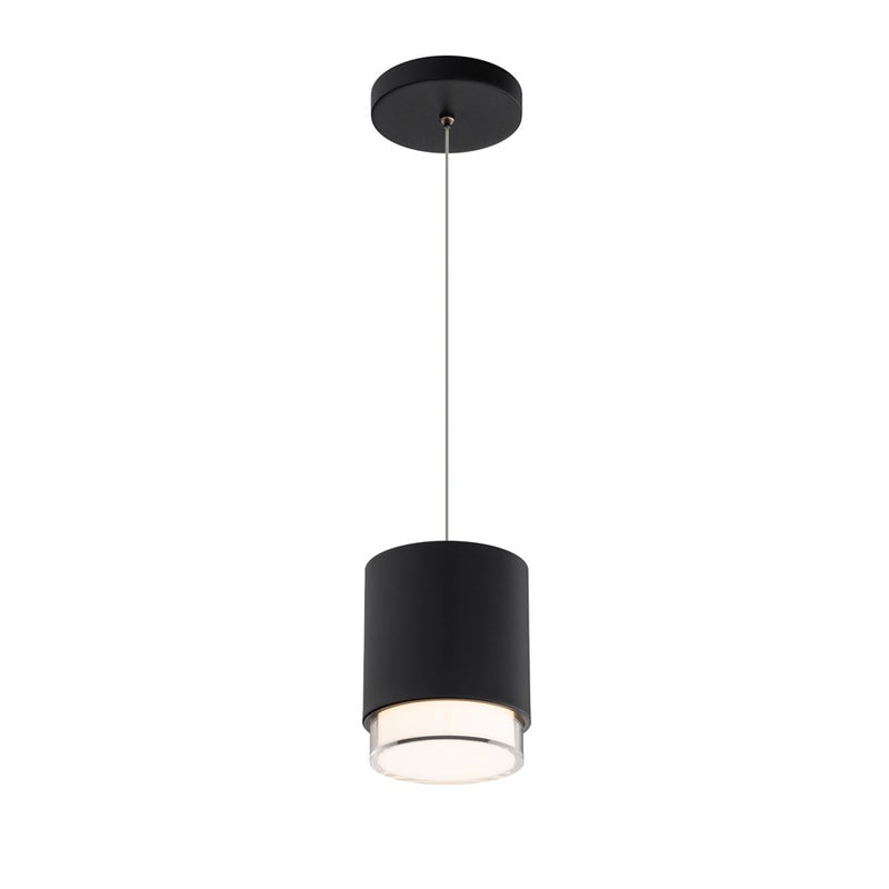 dweLED Cloak 1 Light 7" Mini-Pendant/2700K, Black/White - PD-58509-27-BK