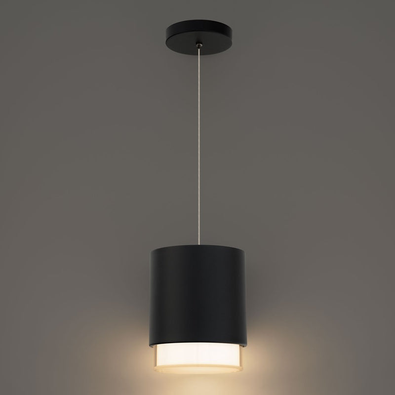dweLED Cloak 1 Light 7" Mini-Pendant/3500K, Black/White