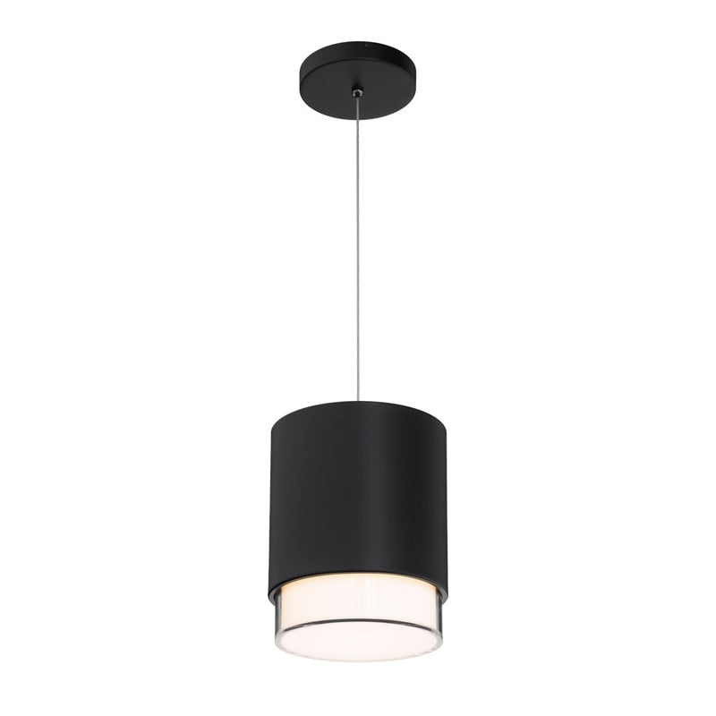 dweLED Cloak 1 Light 7" Mini-Pendant/4000K, Black/White