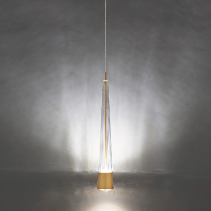 dweLED Quill 2" LED Pendant 3500K, Aged Brass