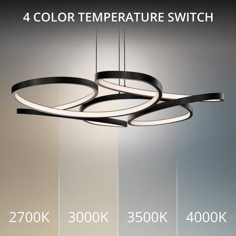 dweLED Klover 1 Light 32" Pendant/4000K, Black/White
