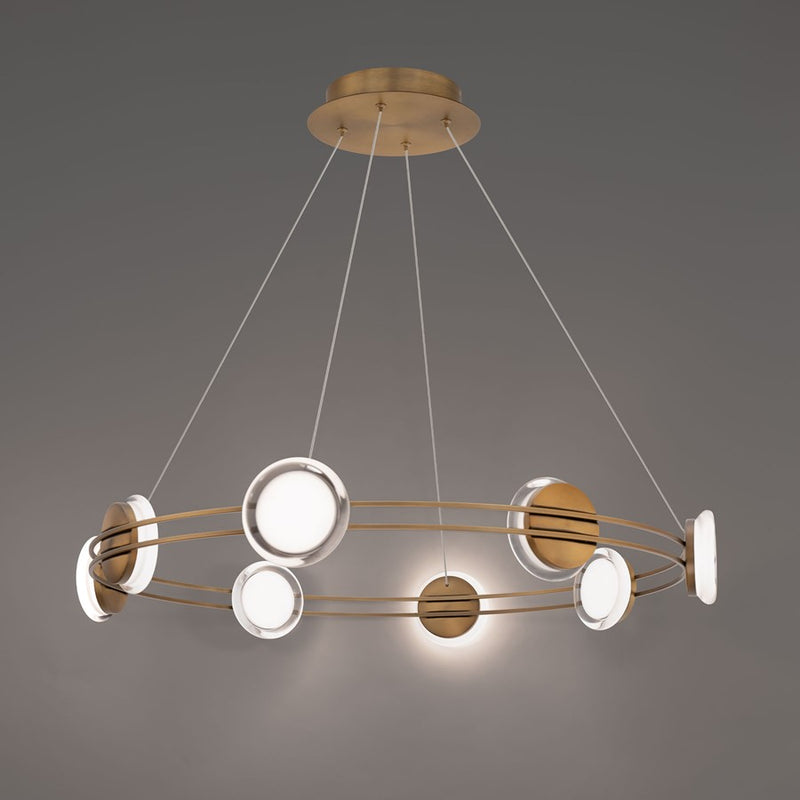 dweLED Bracelet 8 Light 32" Pendant/2700K, Aged Brass/Frosted
