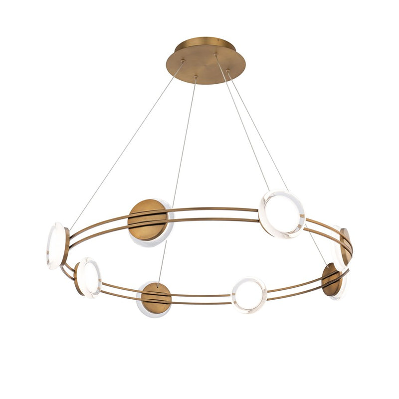 dweLED Bracelet 8 Light 32" Pendant/3000K, Aged Brass/Frosted - PD-65532-30-AB