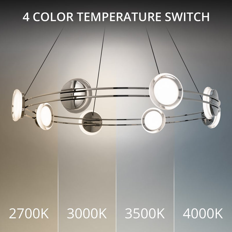 dweLED Bracelet 8 Light 32" Pendant/3500K, Black Chrome/Frosted