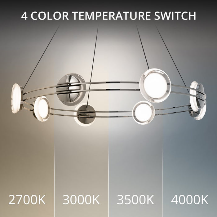 dweLED Bracelet 8 Light 32" Pendant/3500K, Black Chrome/Frosted