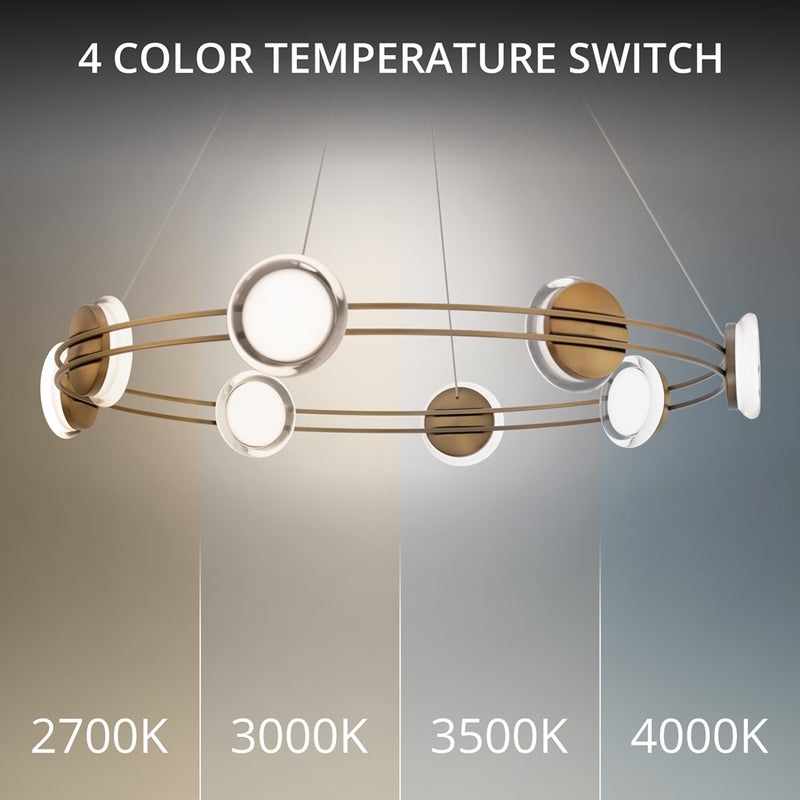 dweLED Bracelet 8 Light 32" Pendant/4000K, Aged Brass/Frosted