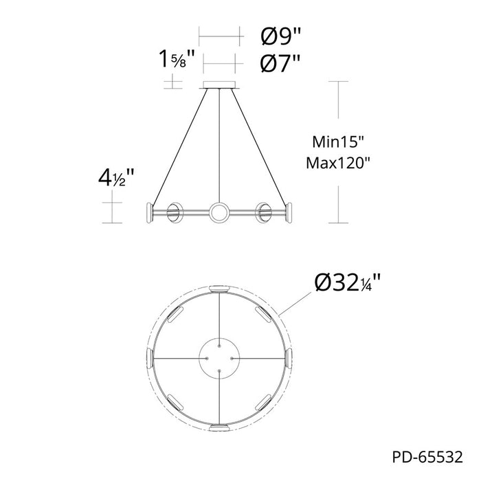 dweLED Bracelet 8 Light 32" Pendant/4000K, Black Chrome/Frosted
