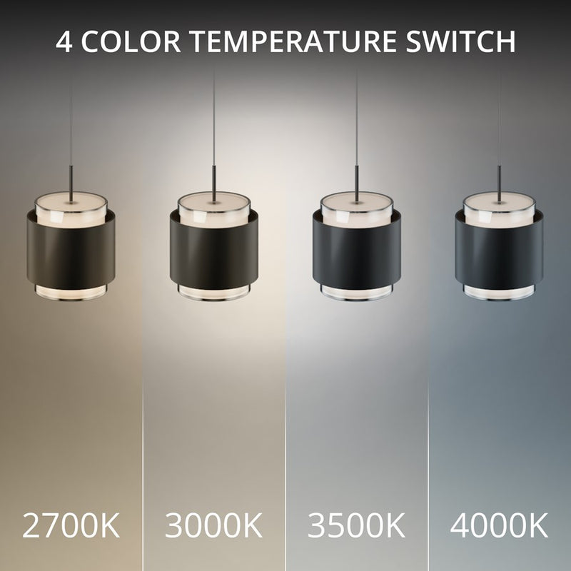 dweLED Banded 3 Light Linear Multi-Light Pendant, Black/Frosted