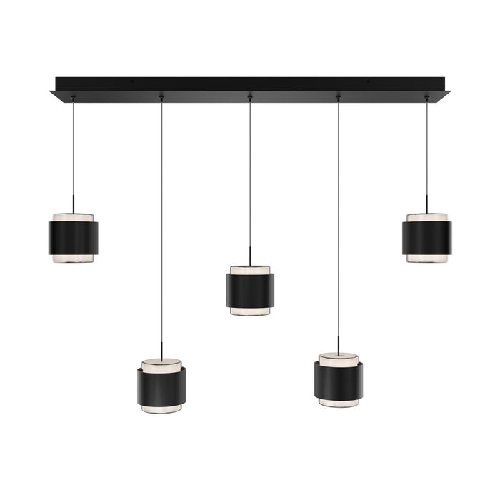 dweLED Banded 5 Light Linear Multi-Light Pendant, Black/Frosted - PD-68905L-BK