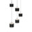 dweLED Banded 5 Light Round Multi-Light Pendant, Black/Frosted - PD-68905R-BK