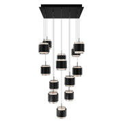 dweLED Banded 13 Light Multi-Light Pendant, Black/Frosted - PD-68913S-BK