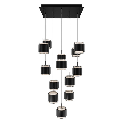 dweLED Banded 13 Light Multi-Light Pendant, Black/Frosted - PD-68913S-BK