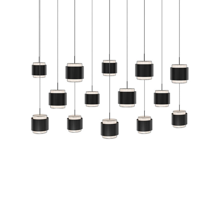 dweLED Banded 14 Light Multi-Light Pendant, Black/Frosted - PD-68914L-BK