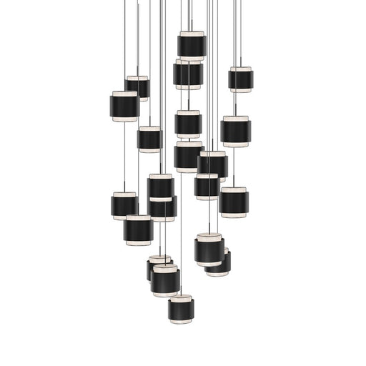 dweLED Banded 21 Light Multi-Light Pendant, Black/Frosted - PD-68921R-BK