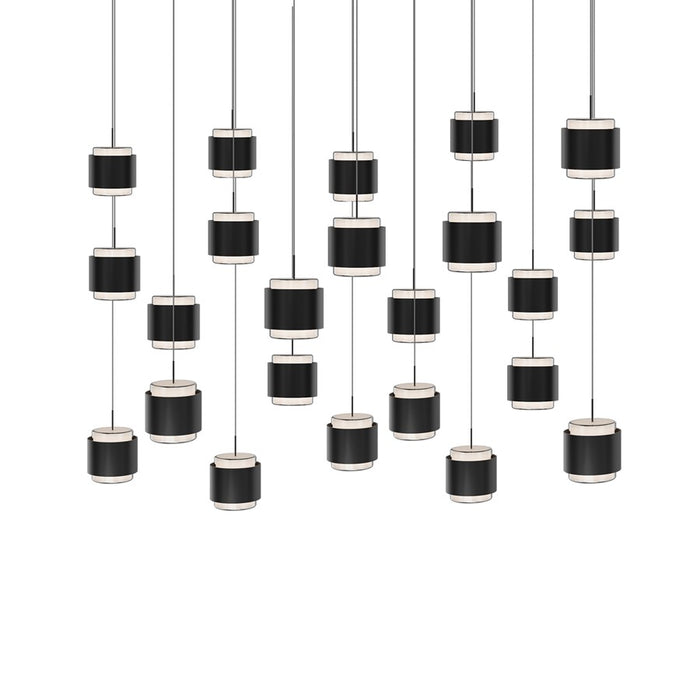 dweLED Banded 23 Light Multi-Light Pendant, Aged Brass/Frosted - PD-68923L-AB