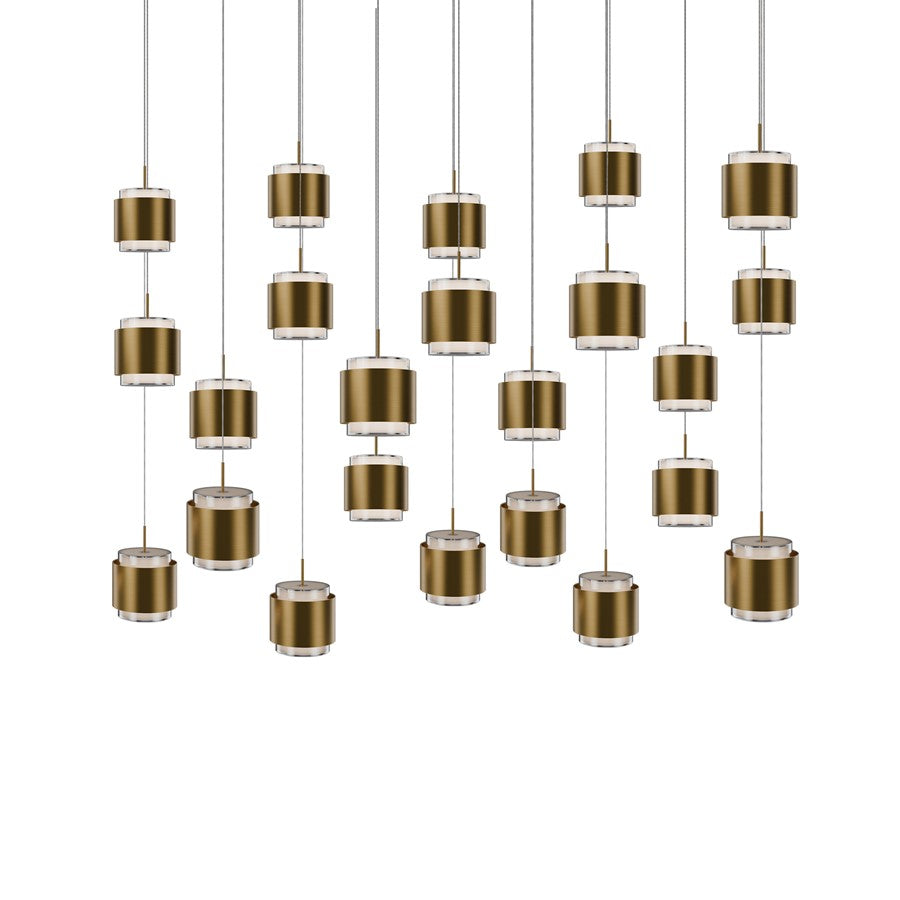 dweLED Banded 23 Light Multi-Light Pendant, Black/Frosted - PD-68923L-BK