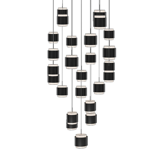 dweLED Banded 25 Light Multi-Light Pendant, Black/Frosted - PD-68925S-BK