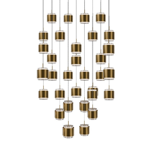 dweLED Banded 41 Light Multi-Light Pendant, Aged Brass/Frosted - PD-68941S-AB