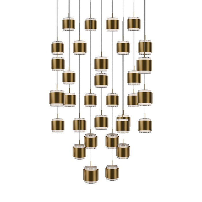 dweLED Banded 41 Light Multi-Light Pendant, Aged Brass/Frosted - PD-68941S-AB