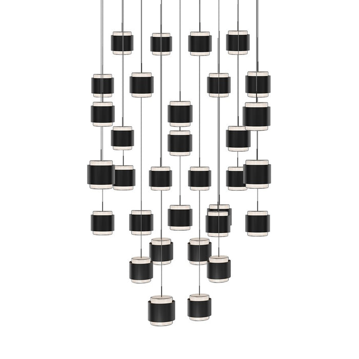 dweLED Banded 41 Light Multi-Light Pendant, Black/Frosted - PD-68941S-BK