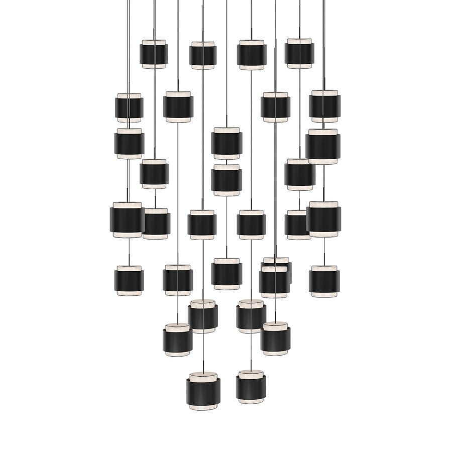 dweLED Banded 41 Light Multi-Light Pendant, Black/Frosted - PD-68941S-BK